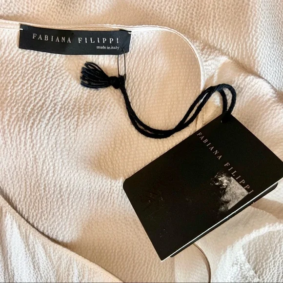 Fabiana Filippi High Neck Champagne Silk Sleeveless Blouse - Picture 3 of 15